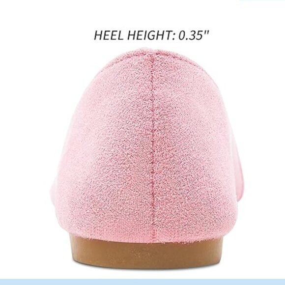 Women's Pointy Toe Loafer Flat Comfortable Pink Faux Suede - Picture 6 of 7